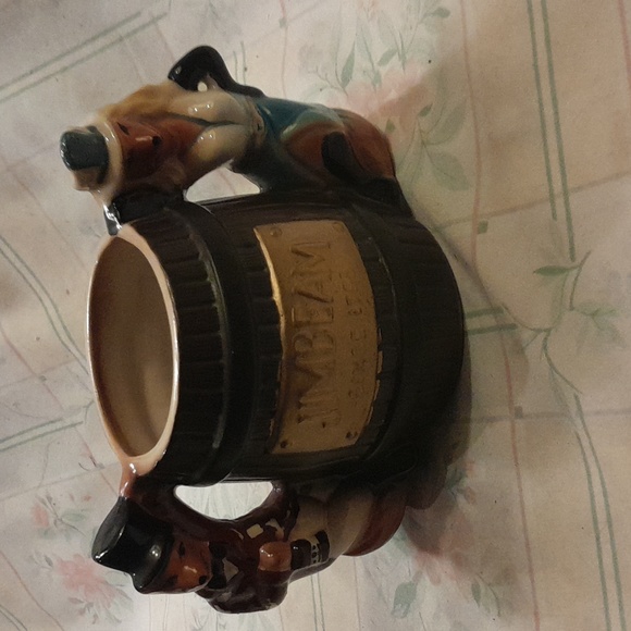 1980 Jim Beam Whiskey Barrel Fox Handles Mug - Picture 1 of 8